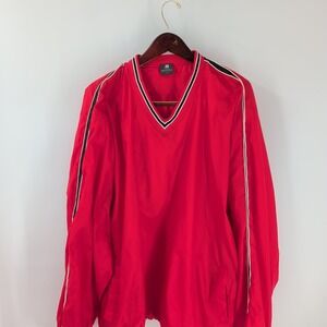 Vtg 90s Y2k Style Boombah Retro V-Neck Pullover Windbreaker Jackets Red Size 2XL
